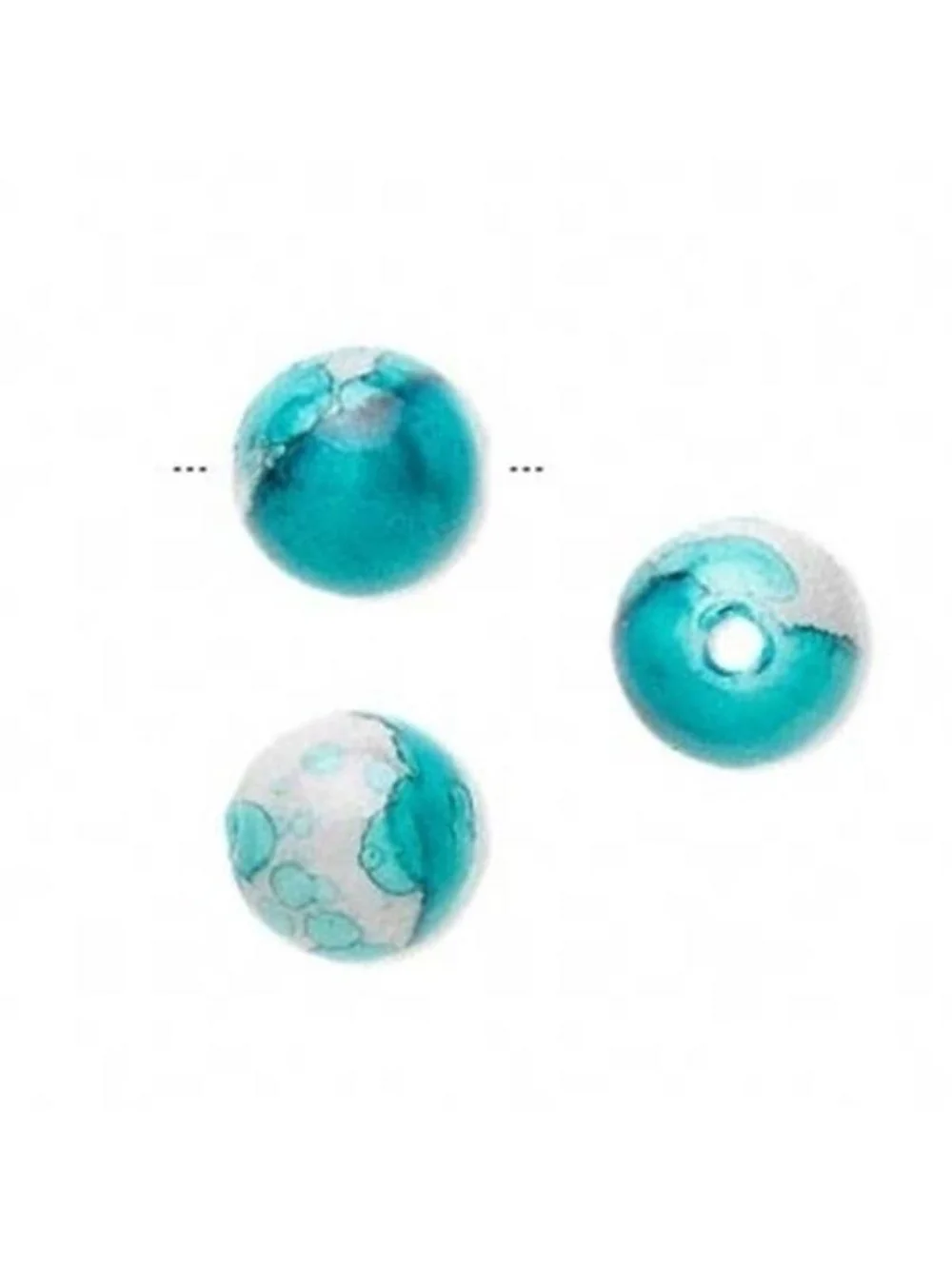 10 Turquoise Blue Grey Mottled Pattern 12mm Round Beads